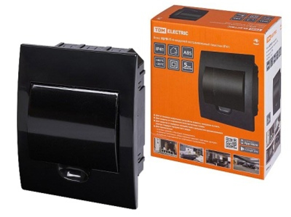 Бокс ЩРВ-П-6 модулей встраиваемый пластик IP41 антрацит TDM