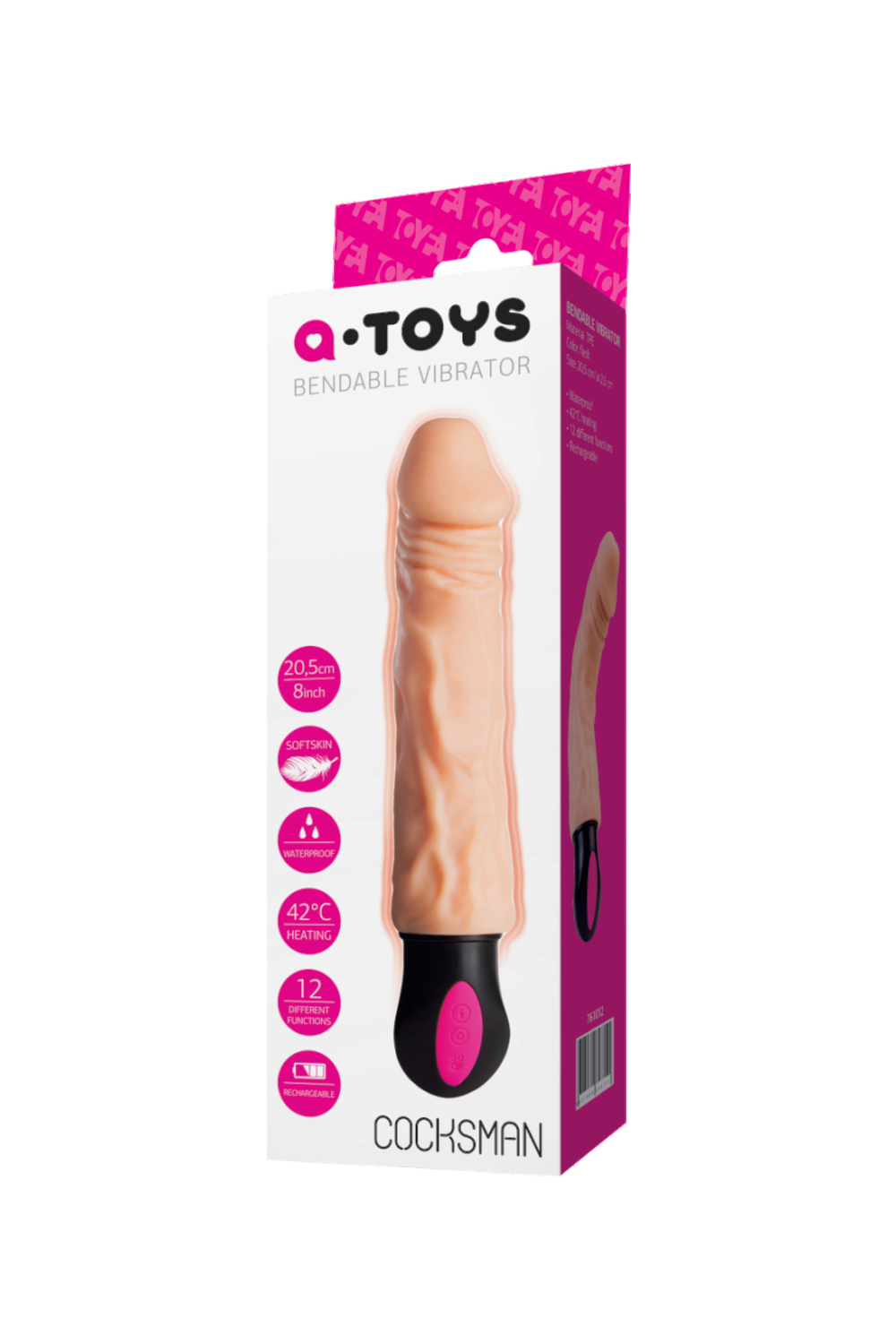 Реалистичный вибратор с подогревом A-Toys by TOYFA Cocksman, TPE, телесный, 26,5 см