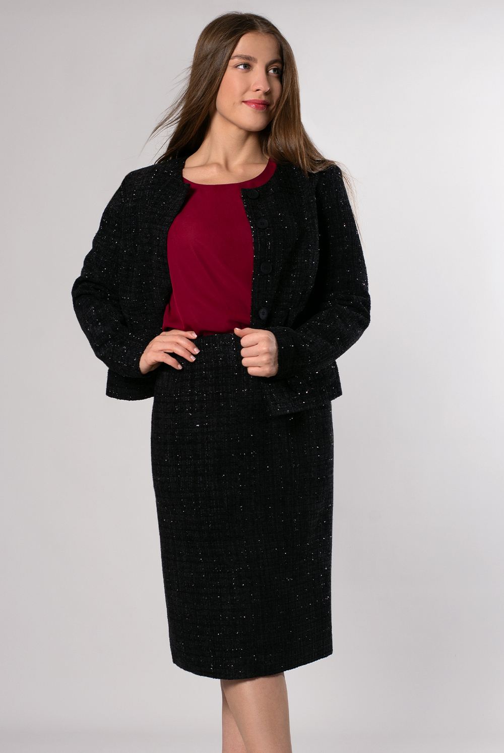 Юбка женская 3889ВПБ, черный блеск #323ЧБл013889ВПБ