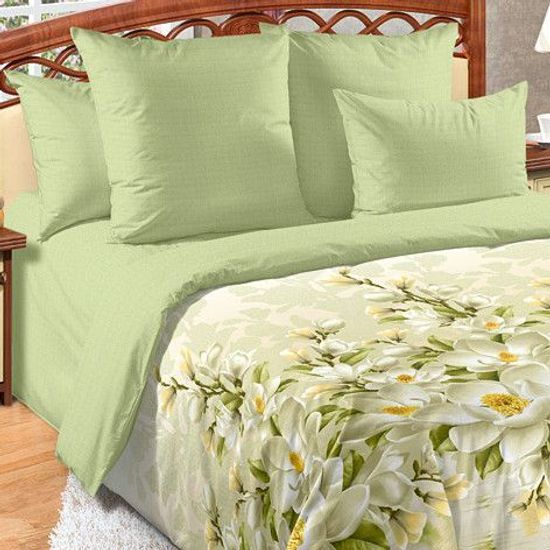 Евро комплект постельного белья Зима-Лето Магнолия перкаль