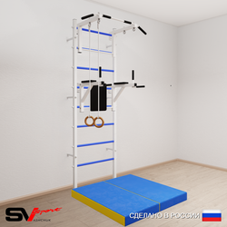 Шведская стенка Sv Sport 5714 (Турник стандарт/Брусья/Кольца/Мат 1м)