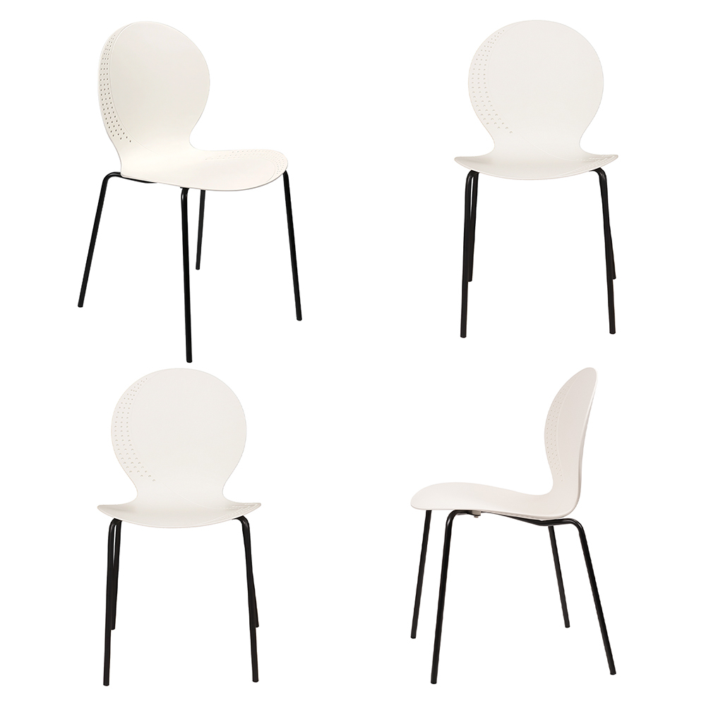 Комплект из 4-х стульев Wave белый с черными ножками