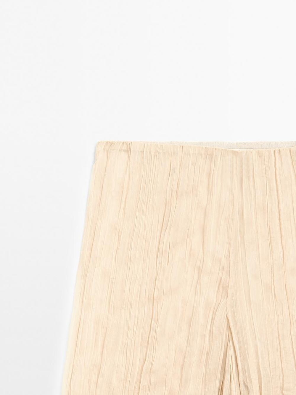Massimo Dutti Струящиеся брюки в складку - Limited Edition, ванильный