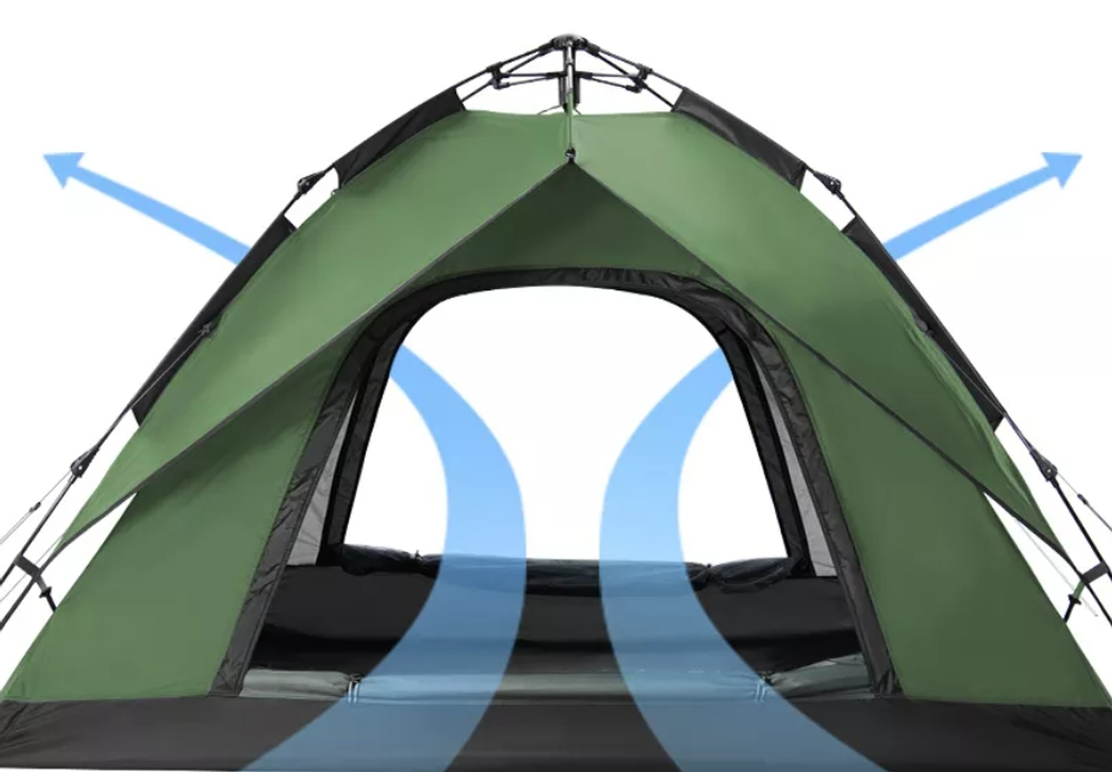 Палатка Naturehike 3-местная, быстросборная, зеленая