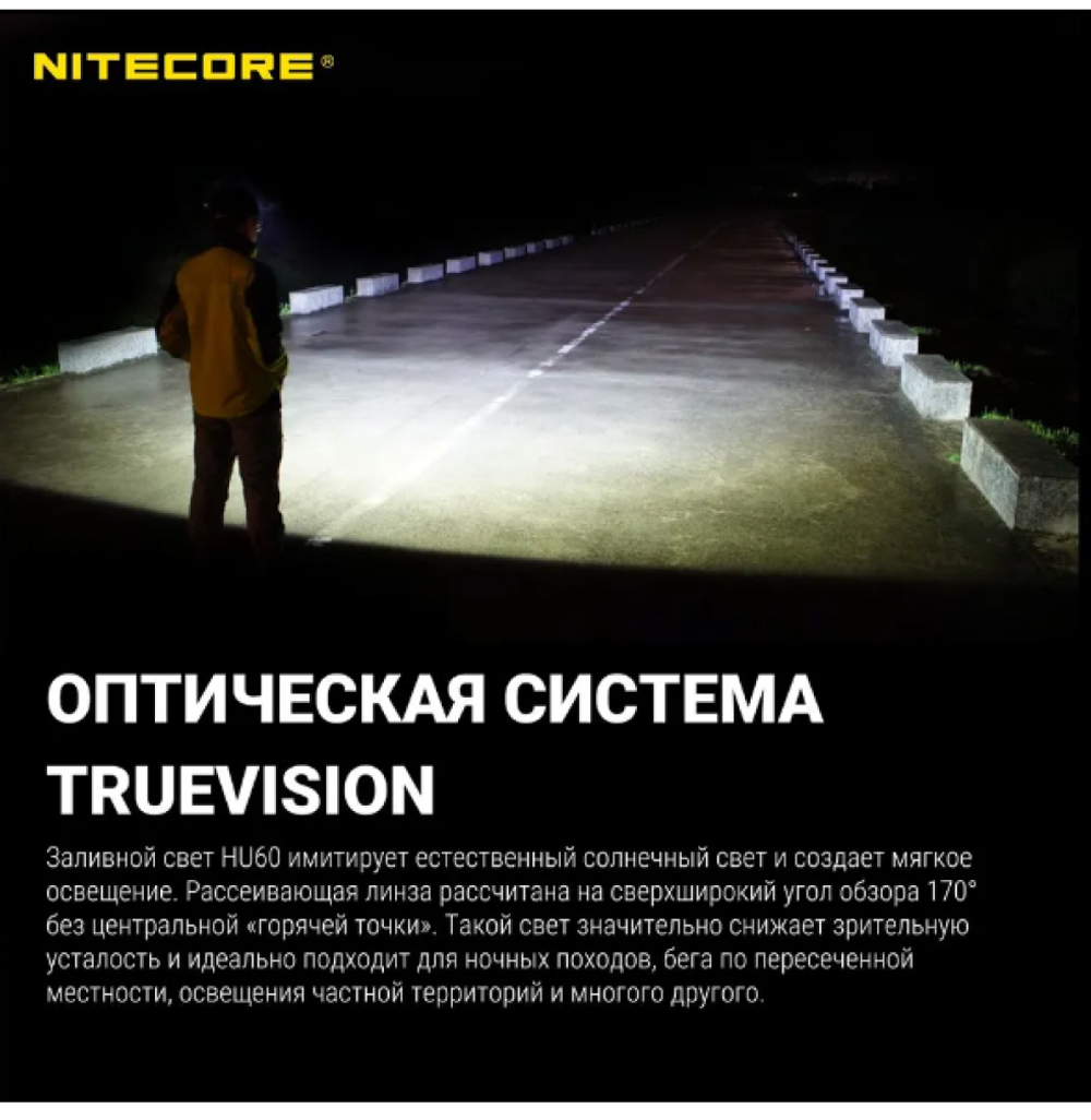 Фонарь налобный Nitecore HU60 1600 люмен с пультом дистанционного управления