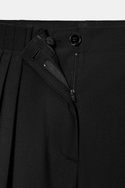 ZARA БРЮКИ WIDE LEG С ЗАЩИПАМИ — ZW COLLECTION, ЧЕРНЫЙ