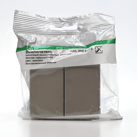 Выключатель кнопочный 2-кл. ArtGallery 10AX быстрозажим. клем. механизм шампань SE GAL000517S