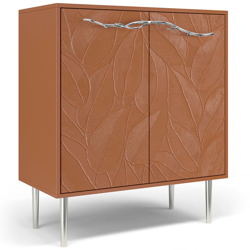 Комод Арт Колор leaves Стайл Сильвер с 2 полками Томленый оранжевый