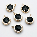 Подвеска Круг, цвет золото+черный, размер 9*7,5 мм, цена за 1 шт