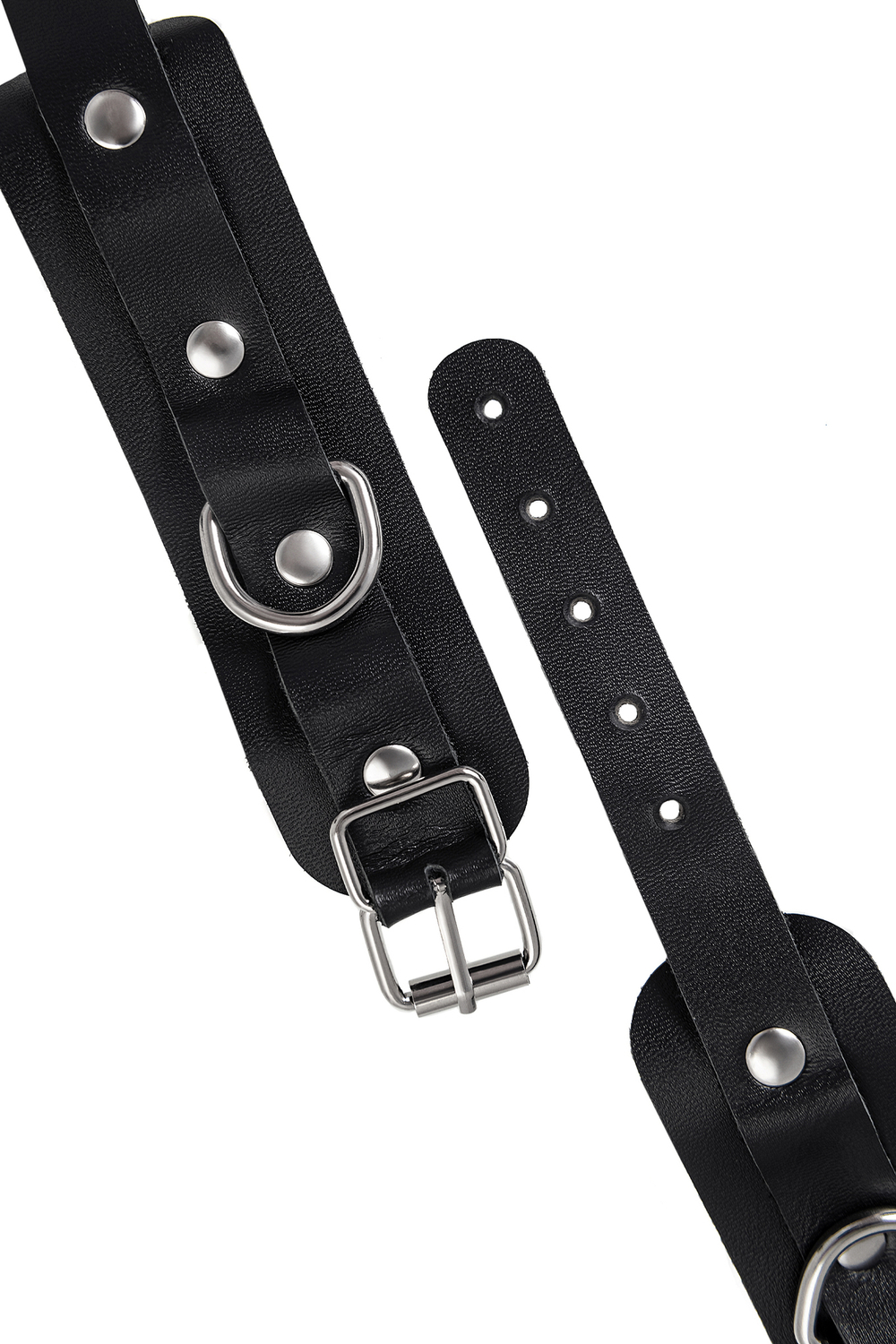 Наручники-браслеты мини со скруглёнными углами натуральная кожа чёрные