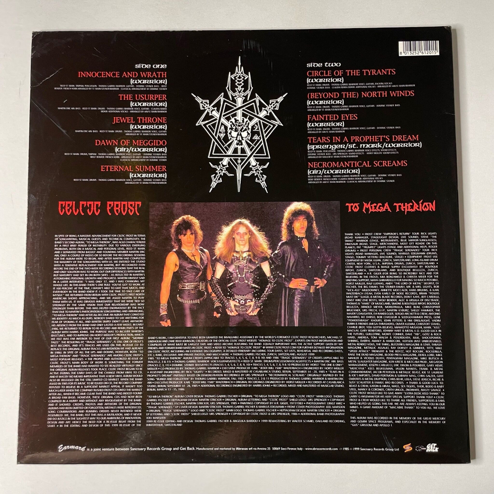 Винтажная виниловая пластинка LP Celtic Frost To Mega Therion (Italy 1999)