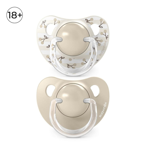 Набор анатомических пустышек Suavinex Birdies бежевый, 18+ мес, 2 шт