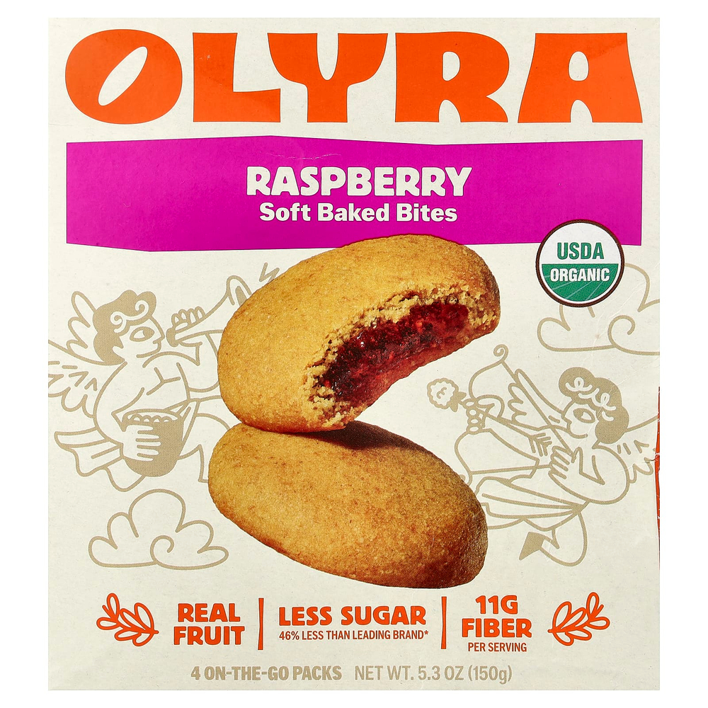 Olyra, Soft Baked Bites, со вкусом малины, 4 пакетика On the Go по 37,5 г (1,32 унции)