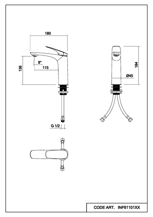 Смеситель для раковины Abelsberg Perfecta INF60101BN, титан