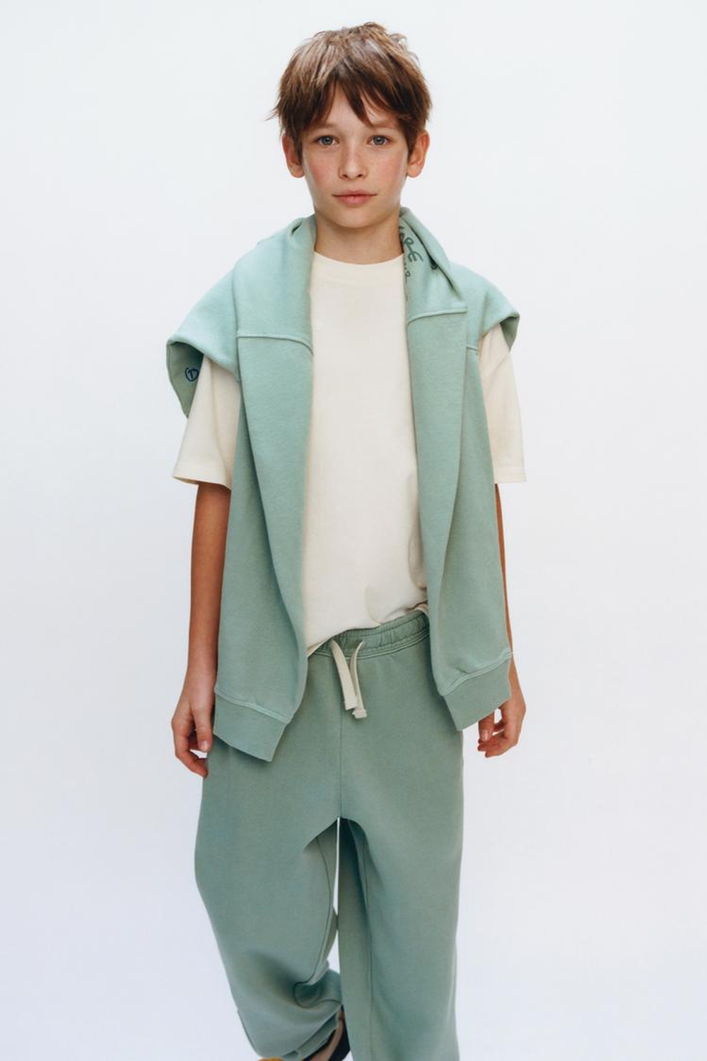 ZARA ФУТБОЛКА С НАДПИСЬЮ, ЭКРЮ