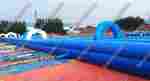 Водная горка с надувным дном, на подкачке ТУРБО "Река", 50*6*2 м