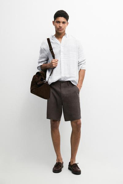 Massimo Dutti Короткие бермуды из 100% льна, коричневый