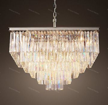 1920S ODEON CLEAR GLASS FRINGE SQUARE 5-TIER Restoration Hardware