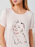 Нежная домашняя сорочка с принтом (Размер: XL) (Цвет: пудровый)