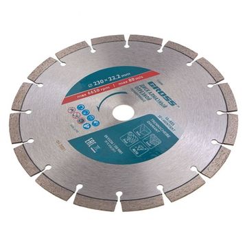 Диск алмазный ф230х22,2мм, лазерная приварка сегментов, сухое резание Gross 73008