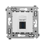 USB 3.0 розетка одинарная в стену, тип А-А, "Avanti", "Белое облако"