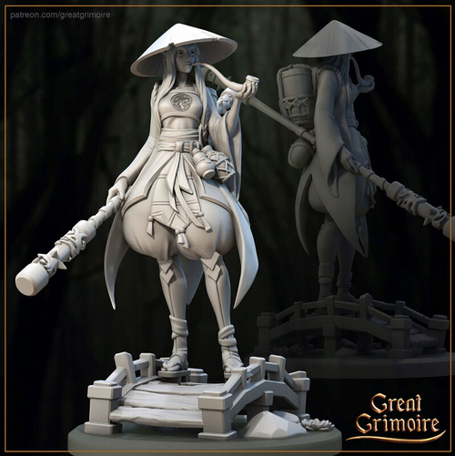 Азиатский воин ассасин самурай Ронин  человек миниатюра для dnd, днд, pathfinder, фентези, Настольная игра, НРИ, Варгейм, РПГ