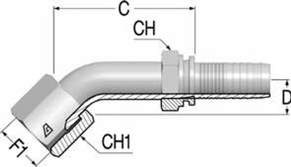 Фитинг DN 10 JIC (Г) 9/16 (45)