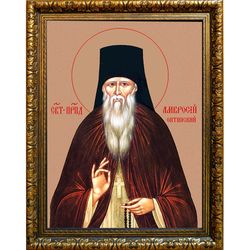 Амвросий Оптинский преподобный. Икона на холсте.
