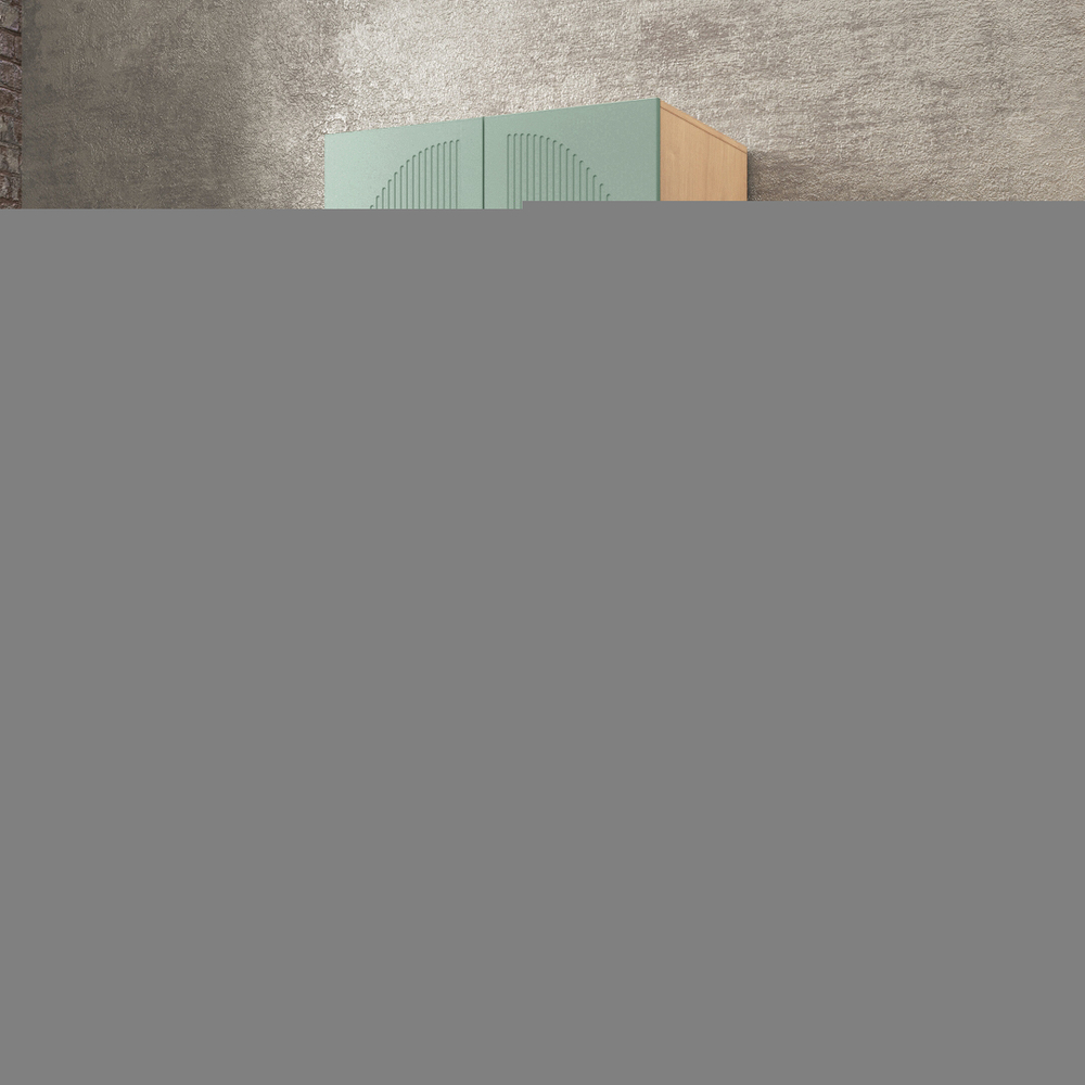 Шкаф Агератум МДФ двухсекционный Лайн шалфей (0,27) А10024 матовая - Дуб Сонома 3025  90*50*220