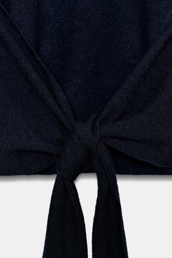 ZARA ТРИКОТАЖНЫЙ ТОП С ОТКРЫТОЙ СПИНОЙ, МОРСКОЙ СИНИЙ