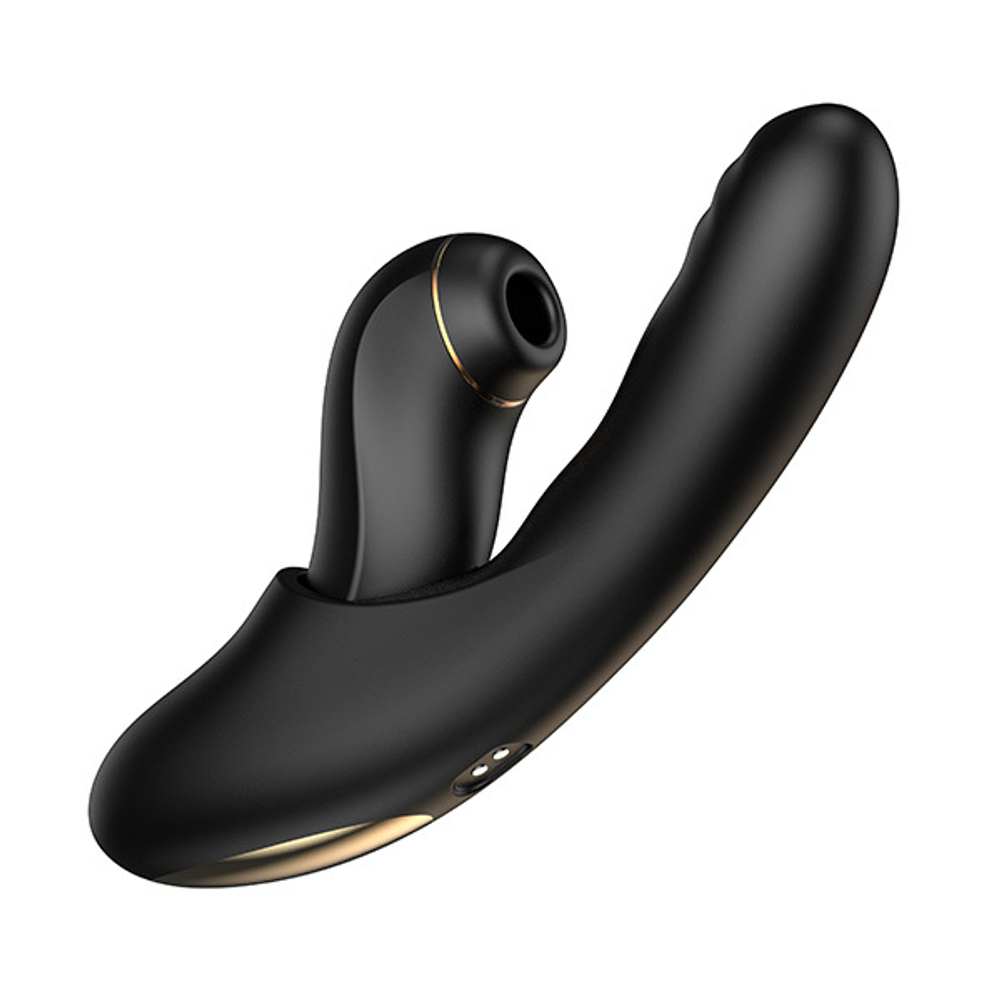 Черный вибратор-кролик 19см со съемным клиторальным пульсатором BeYourLover Fatima Black TL278B