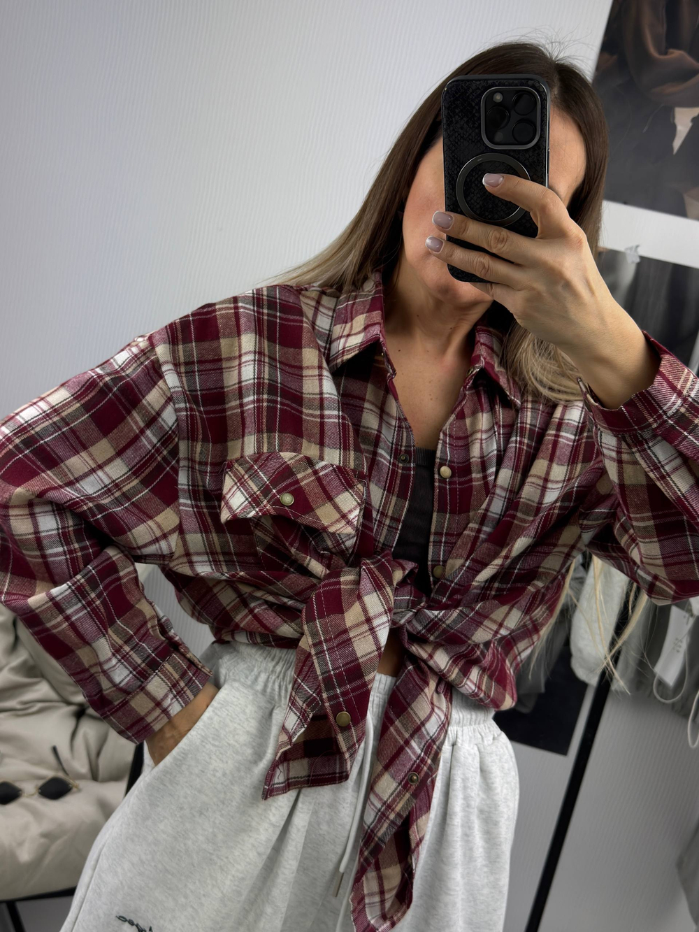 Рубашка женская арт. 11012 цвет "бордовый"