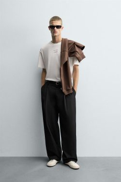 ZARA ФУТБОЛКА С КОНТРАСТНЫМИ ЭТИКЕТКАМИ, БЕЛЫЙ