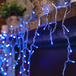 ULD-B3010-200-DTA BLUE IP20 Бахрома светодиодная с контроллером. 200 светодиодов. 3 м. синий. IP20. провод прозрачный