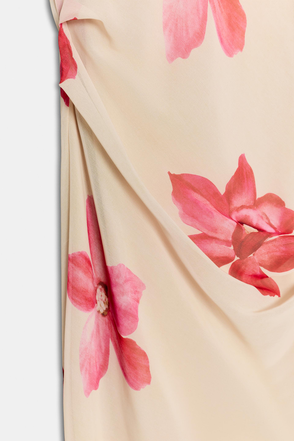 ZARA ПЛАТЬЕ МИДИ С ЦВЕТОЧНЫМ ПРИНТОМ СО СБОРКАМИ, РАЗНОЦВЕТНЫЙ