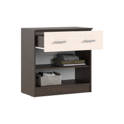 Комод с ящиком и дверьми Бася, Дуб беленый, Венге