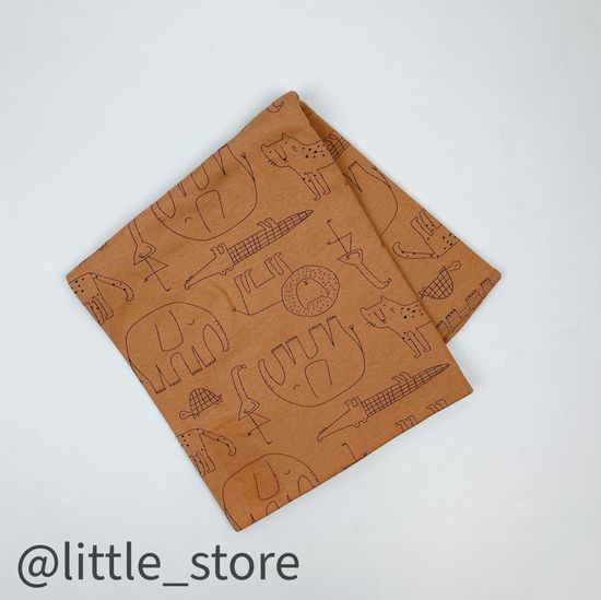 Пеленка хлопковая "Я родился" звери на коричневом