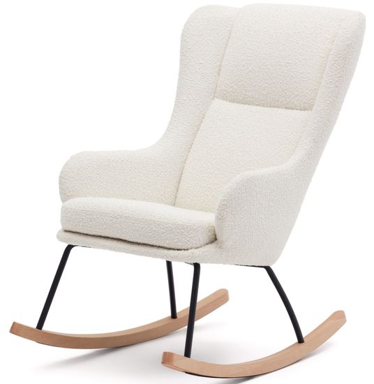Maustin Кресло-качалка из белой овчины со стальной конструкцией и деревом бука