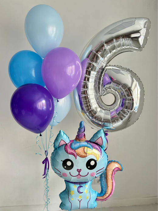 Воздушные гелиевые шарики с доставкой по Хабаровску Кошка-Единорог №5066