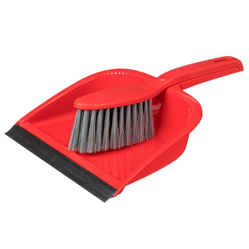 Щетка-сметка с круглым совком с кромкой "Rimo" (красный)