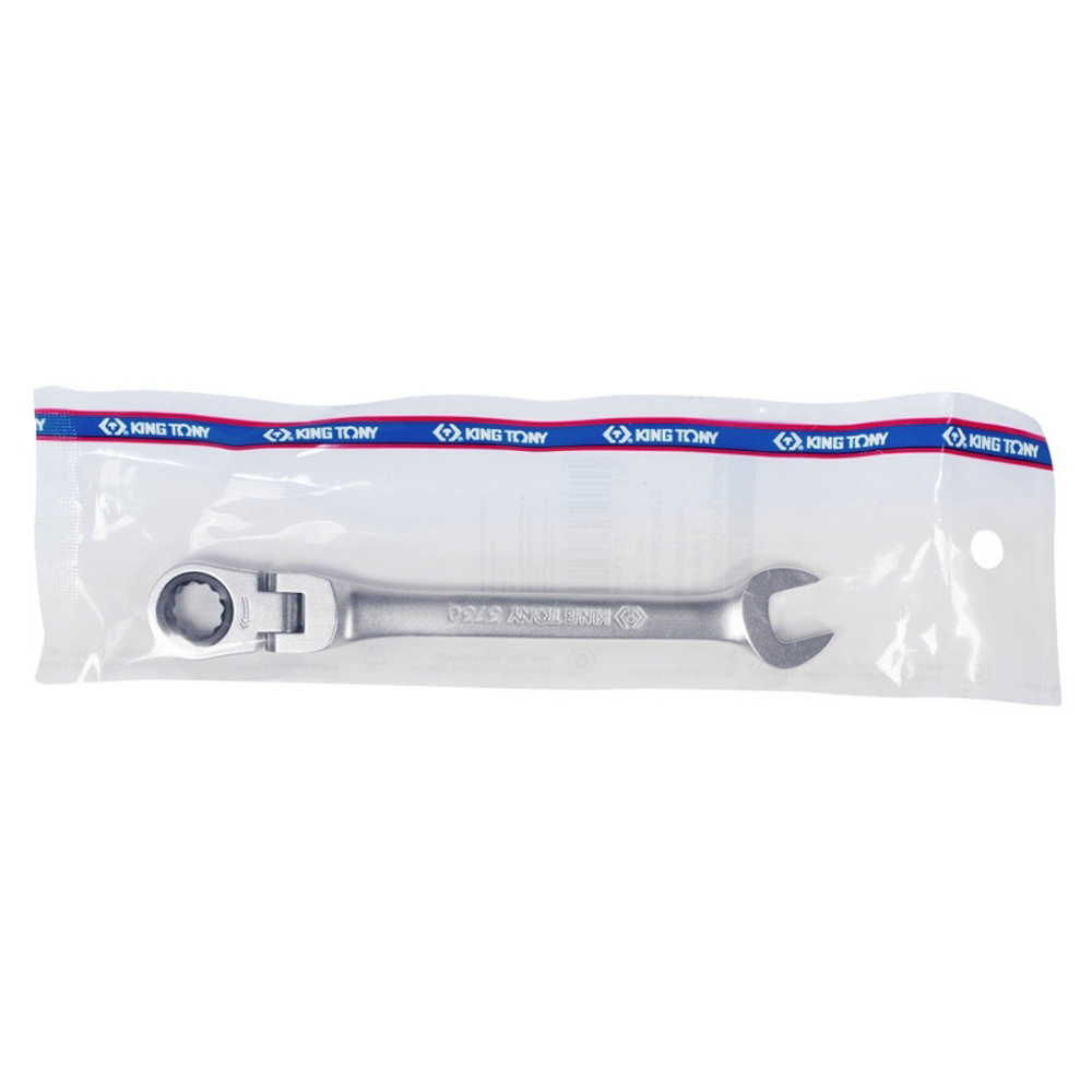 KING TONY (373022M) Ключ трещоточный комбинированный с шарниром 22 мм