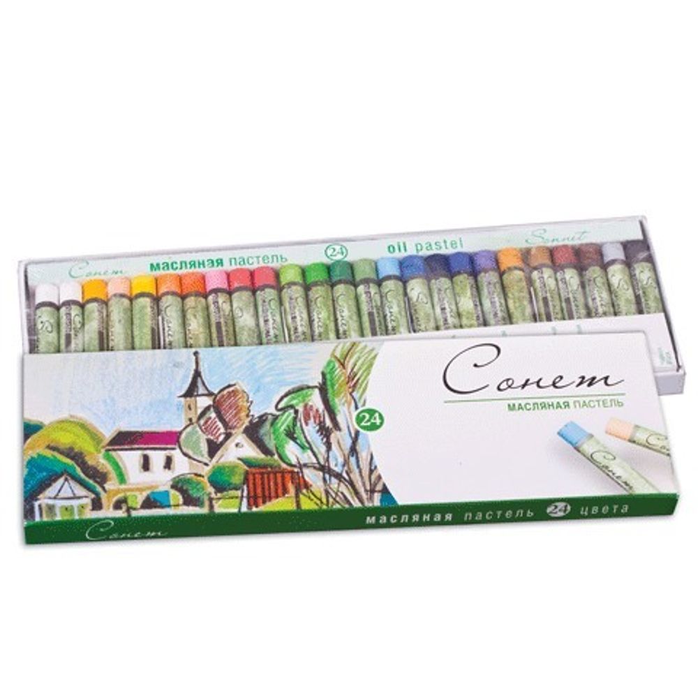 Пастель масляная художественная "Сонет", 24 цвета, круглое сечение, 7041156