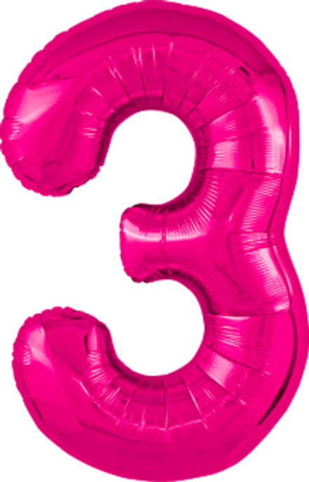 Р Цифра 3 Slim Фуксия (40''/102 см)
