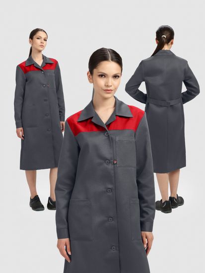 Халат женский "Лигор" (т.серый/красный)