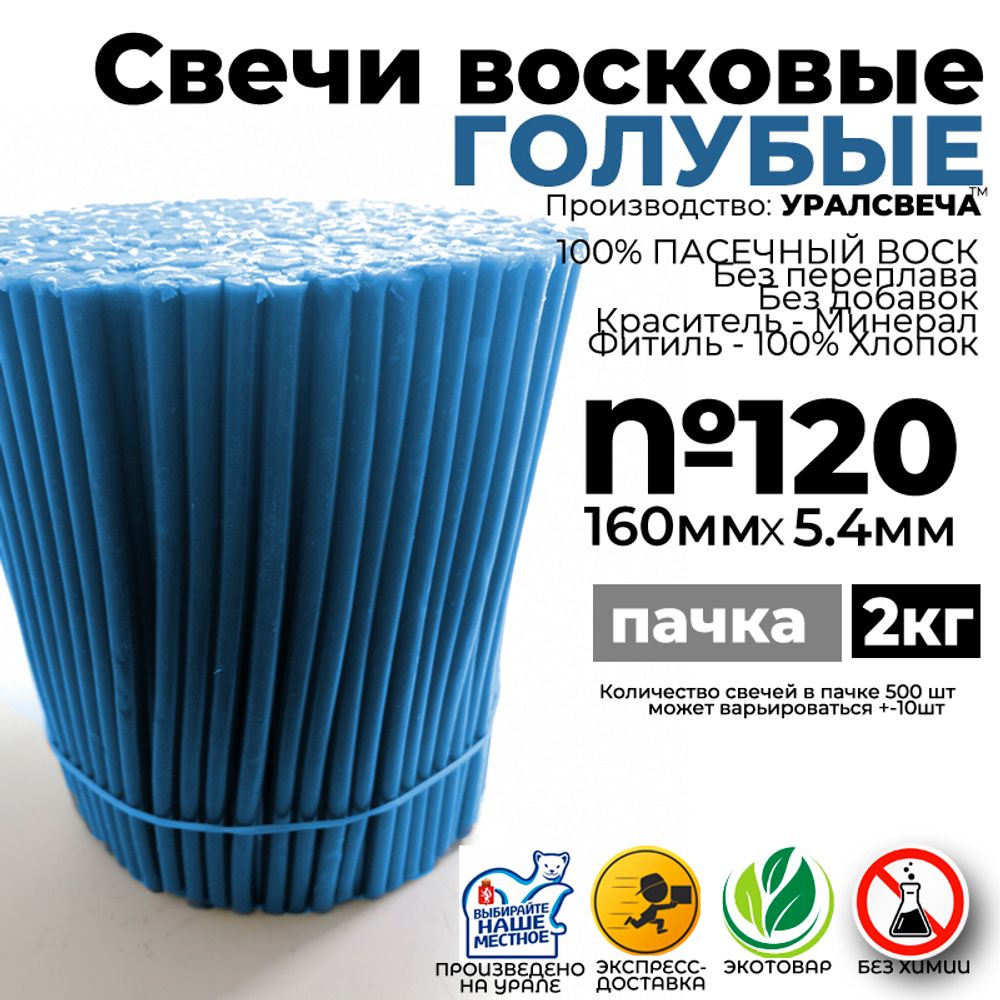 Васильковая восковая свеча №120 (2кг |600шт) – купить за 3₽/шт | УРАЛСВЕЧА