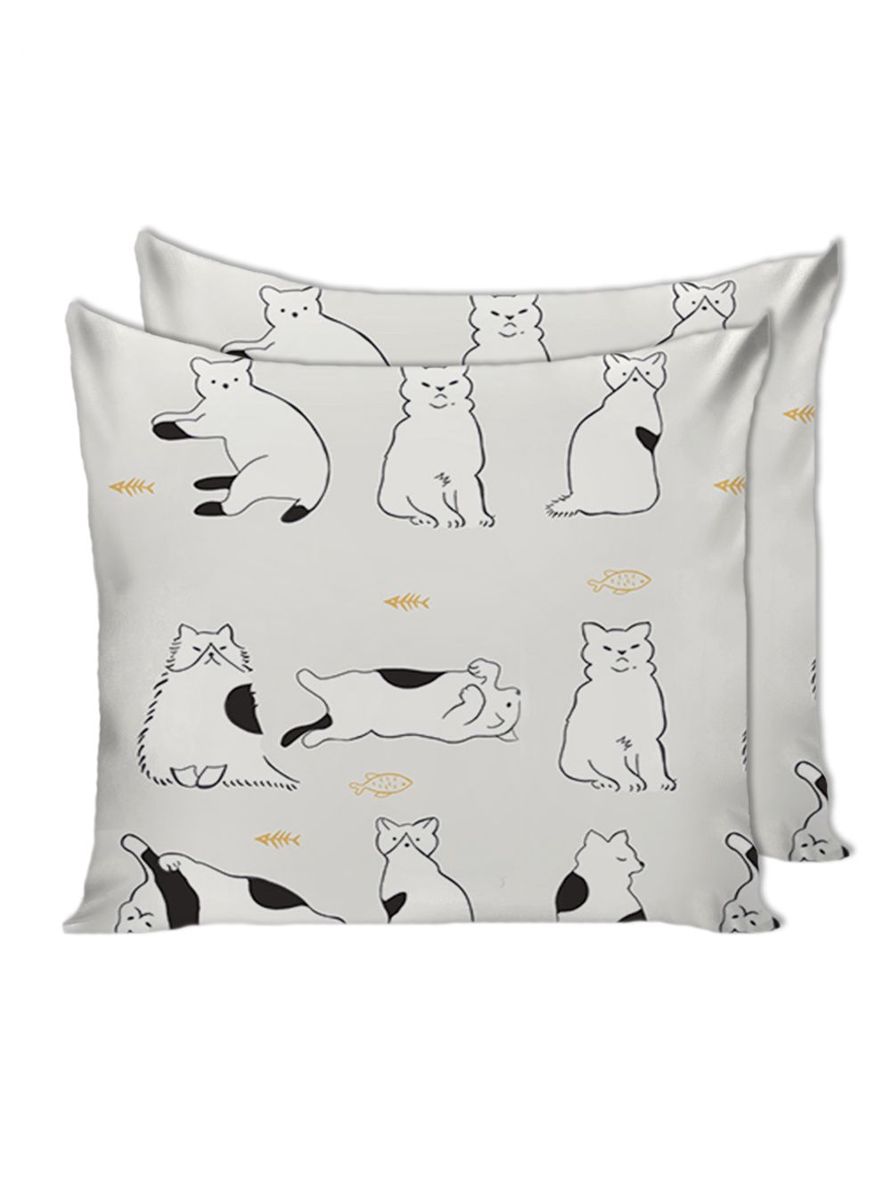 Постельное белье Сказка "Котики на сером" 2-спальный Наволочка 70х70 см 2 шт Простынь 240х215 см Пододеяльник 175х215 см, перкаль