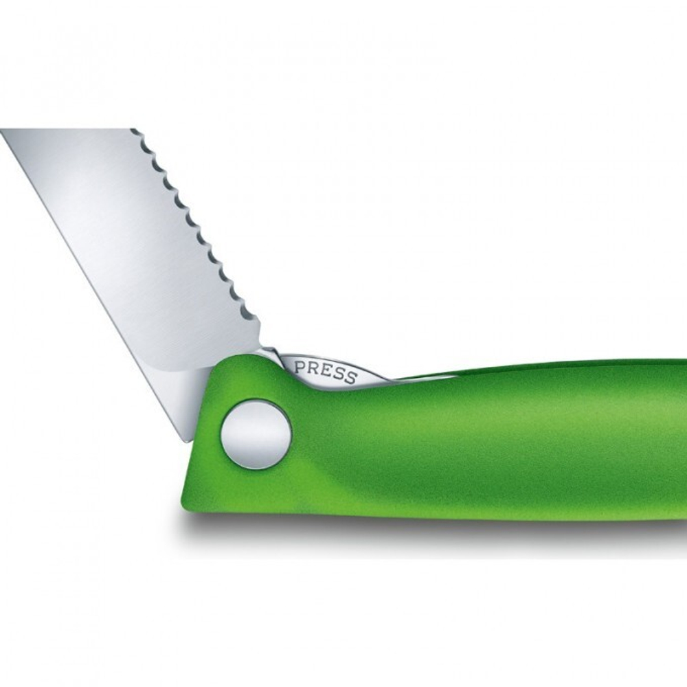 Нож для очистки овощей, лезвие 11 см, серрейторная заточка, зеленый, Victorinox