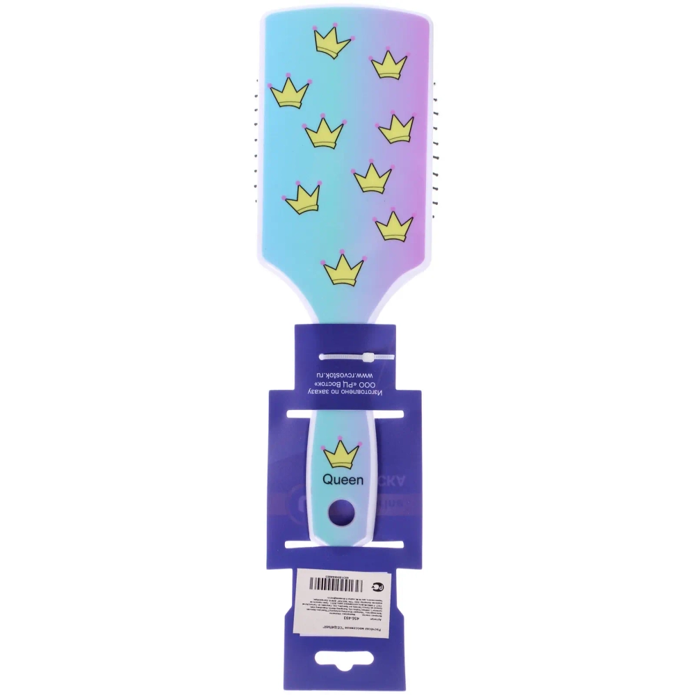 Расческа массажная прямоугольная форма «КОЛЛЕКЦИЯ ИМАНИ - СИЦИЛИЯ», принт золотые короны, 22*7см (Блистер Ultramarin и пакет)