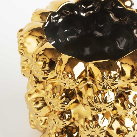 Ваза для цветов, 19 см, декоративная, керамика, золотистая, Цветы, Bloome