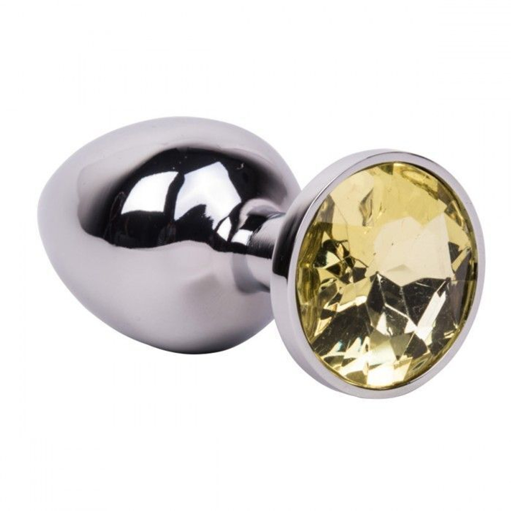 Мини-плаг из стали с желтым кристаллом Sweet Lemon - 6,5 см. (Цвет: желтый)
